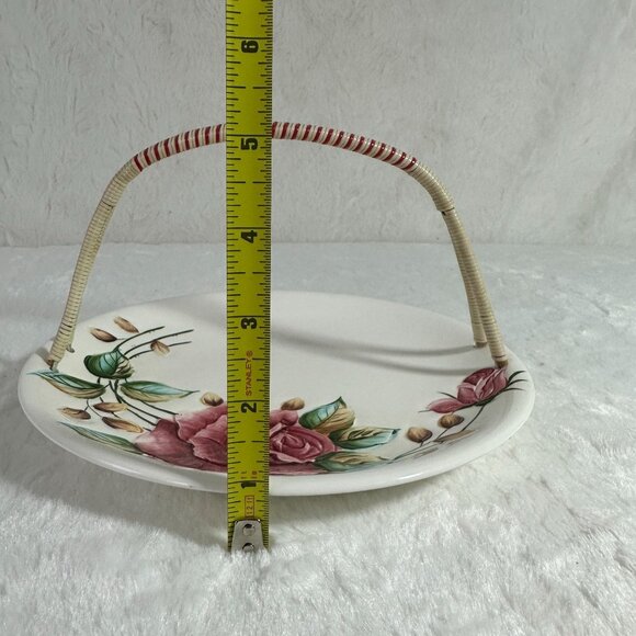 Vintage Lefton Woven Handle Round Serving Plate Americana cake/sandwich plate - Picture 9 of 10